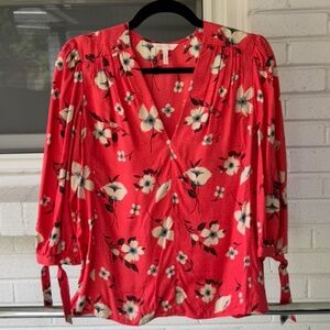 Rebecca Taylor Coral Floral Blouse - Size 2
